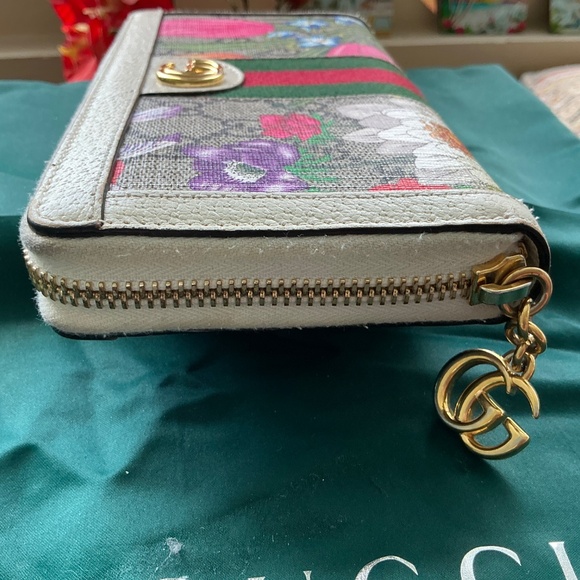 Gucci Supreme GG Floral Ophidia Zip Around Wallet Cream - Picture 6 of 12